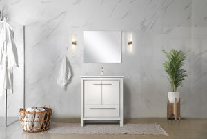 English Elm White Bath Vanity Set With Cultured Marble Top, Brushed Nickel Faucet & 28" Mirror For Instant Upgrade B2731S02060-GIGA