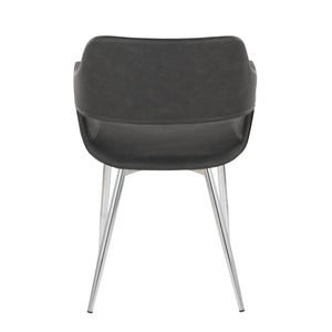 English Elm Margarite Contemporary Dining Chairs Set Of 2 - Sleek Chrome & Grey Faux Leather For Modern Spaces B202S01282