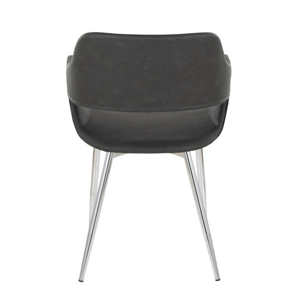 English Elm Margarite Contemporary Dining Chairs Set Of 2 - Sleek Chrome & Grey Faux Leather For Modern Spaces B202S01282