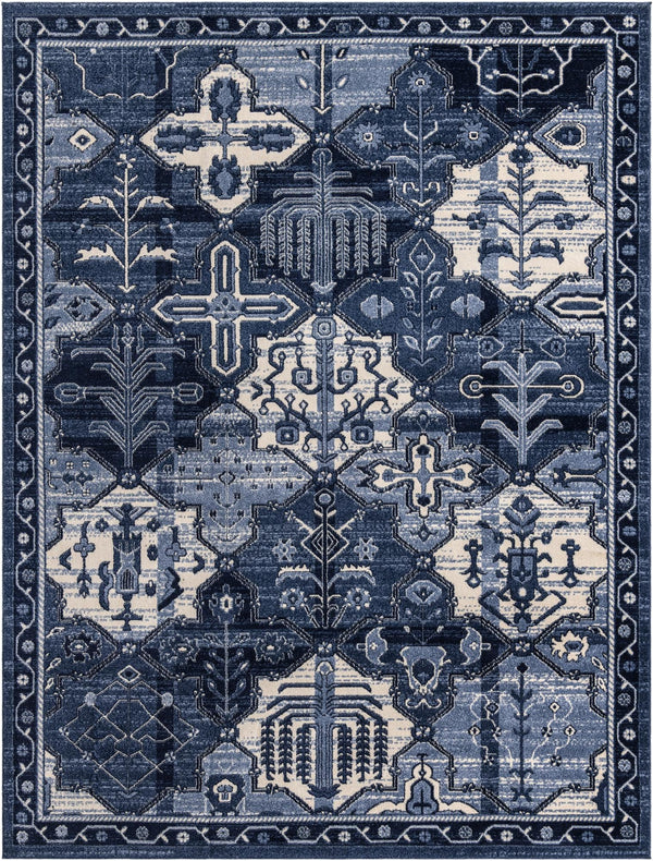Unique Loom La Jolla Cathedral Machine Made Geometric Rug Blue, Ivory/Light Blue/Navy Blue 9' 0" x 12' 2"
