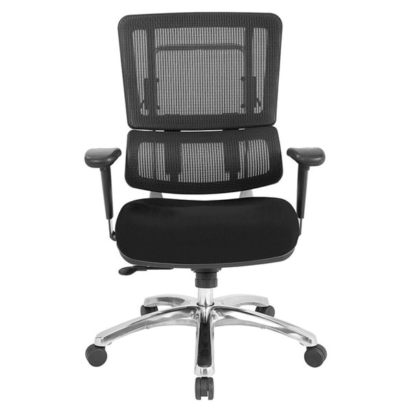 OSP Home Furnishings Vertical Mesh Back Ergonomic Manager Office Chair with Lumbar Support and Adjustable Arms Black 99662C-3M