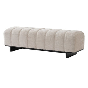 English Elm Indoor Channel Tufted Chenille Upholstered Bench Rubberwood Legs Entryway Dining N779P367309B