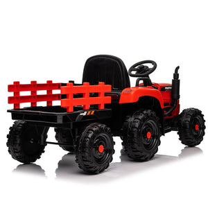 English Elm Ride on Electric Tractor Toy with Trailer 24v 400w Dual Motors Remote Control Led Red W1578P194696