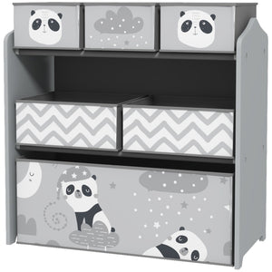 English Elm Qaba Kids Toy Organizer with 6 Bins, Cute Gray MDF Storage Shelf for Bedroom, Durable & Safe W2225P249762