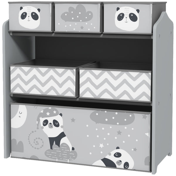 English Elm Qaba Kids Toy Organizer with 6 Bins, Cute Gray MDF Storage Shelf for Bedroom, Durable & Safe W2225P249762