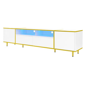 English Elm Vibe 70.9'' Modern Tv Stand For 80'' Tvs - Chic Entertainment Center With Led Lights & Ample Storage N724P284377K-GIGA