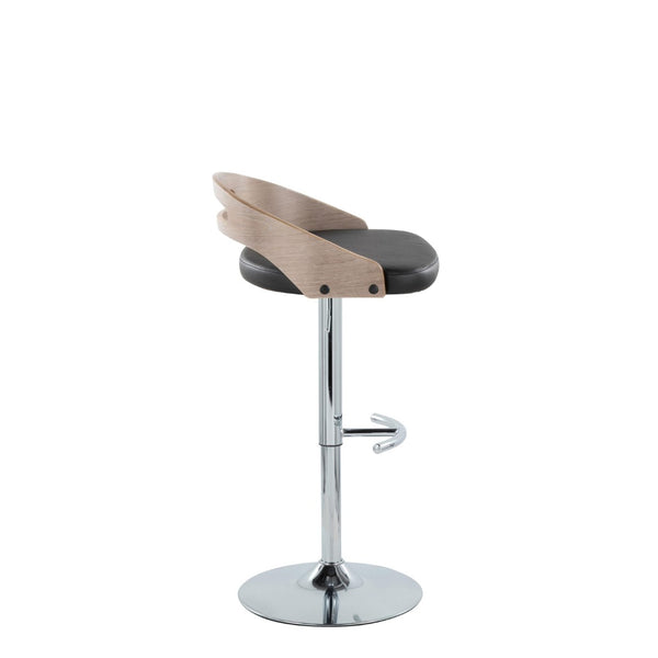 English Elm Adjustable Swivel Barstools with Chrome Base Faux Leather Seats for Kitchen Set of 2 B202S02165