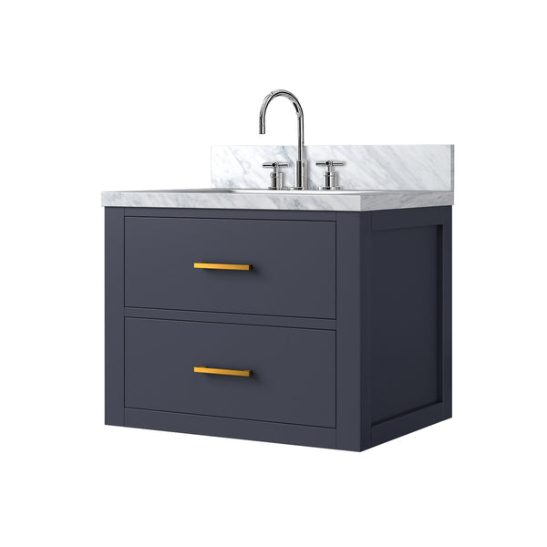English Elm Blue Single Bath Vanity With Acrylic Top & Faucet Set – Stylish Space-Saving Solution For Any Bathroom B2731P257908