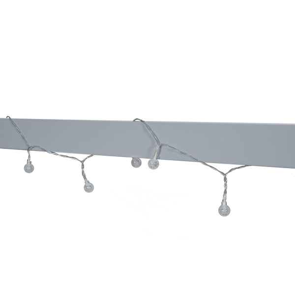 English Elm Full House Bed Frame with Window & Fence Playhouse Design, Sturdy Pine/MDF, Safe 400lb Capacity Gray N709P215545E