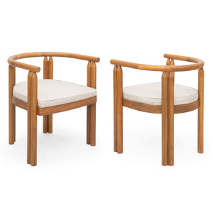 English Elm Christopher Knight Home® - Cove Acacia Wood Dining Chair Set Of 2 With Teak Finish And Beige Cushions For Indoor/Outdoor Use N775P329653T