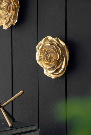 English Elm S/2 Gold Rose Wall Accents - Elegant Floral Decor For Modern Interiors, Timeless Botanical Accent Pieces W2078P223156-GIGA