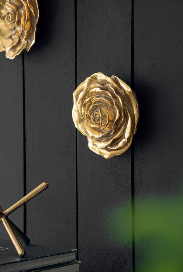 English Elm S/2 Gold Rose Wall Accents - Elegant Floral Decor For Modern Interiors, Timeless Botanical Accent Pieces W2078P223156-GIGA
