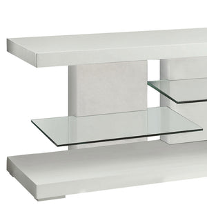 English Elm Strick White High Gloss 2-Shelf TV Stand with Tempered Glass, Spacious Modern Storage, 47" Wide B062P328700