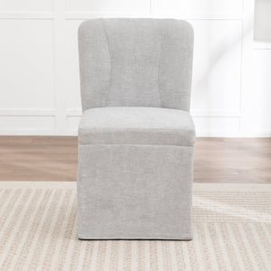 English Elm Linen Modern Dining Chairs Set of 2 — Padded Armless Fabric Side Chairs with Iron Legs, 250lb Capacity Gray W1170P365356