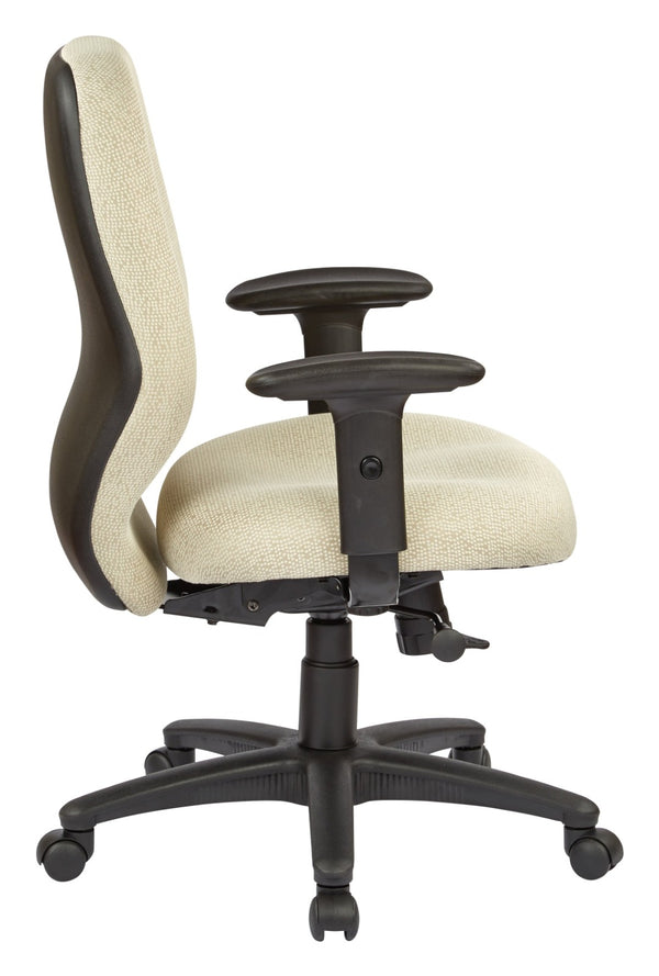 OSP Home Furnishings Mid Back Ergonomic Managers Chair with Synchro Tilt Lumbar Support and Padded Arms Cotton 3121-K008