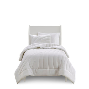 English Elm 3 Pcs King/Cal King Puffy Comforter Set - Soft White Poly Jersey Bedding With Antimicrobial Care B035P319899
