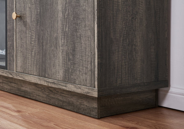 English Elm Ambrose Modern Fireplace TV Console 70" Gray Walnut with Heater, LED Accent Lighting & Storage B061P352460