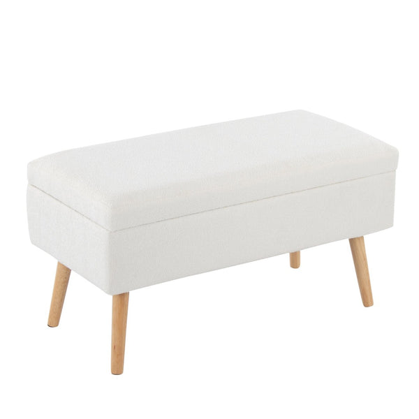 English Elm Storage Bench with Button Tufted Velvet Seat and Gold Tapered Legs for Bedroom B202P471493