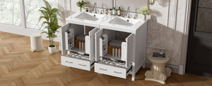 English Elm 48-Inch Modern Bathroom Vanity with Dual Ceramic Sinks, Ample Soft-Close Storage and Stylish Design White N729P000009K