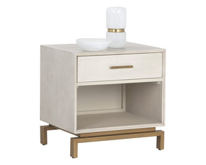 Sunpan Valencia Nightstand - Luxurious Eucalyptus & Oak Design with Brass Hardware for Elegant Bedrooms