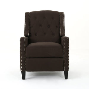 English Elm Classic Club Chair in Dark Grey Fabric with Birch Legs and Push Back Recline 61371.00COF