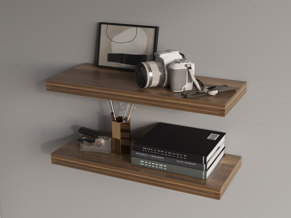 English Elm Fm Furniture Iva Pair Of Stylish Walnut Floating Shelves For Modern Home Storage & Display Solutions B128P361101-GIGA