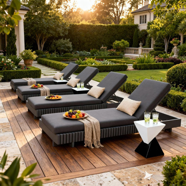 English Elm Modern Acacia Wood Outdoor Chaise Lounge Slatted Reclining Poolside Sun Chair Dark Grey N770P281696G_65429.00CUSHDGRY