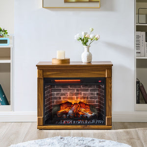 English Elm 28 Inch Electric Fireplace Media Console with Led Flame Ambient Heat Living Room W1769P213565