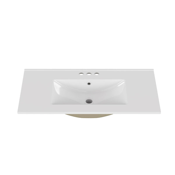 English Elm 36-inch Ceramic Drop-in Bathroom Sink for Vanities with Glazed Minimalist Profile W3151P360959