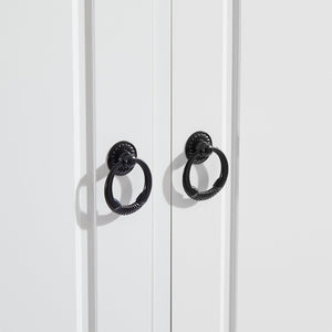 English Elm Retro Multi-Functional Storage Cabinet with Adjustable Shelves, 3 Drawers & Doors, Stylish White Organizer for Living Room Bathroom Kitchen Office - Elegant, Space-Saving Design N725P236498K