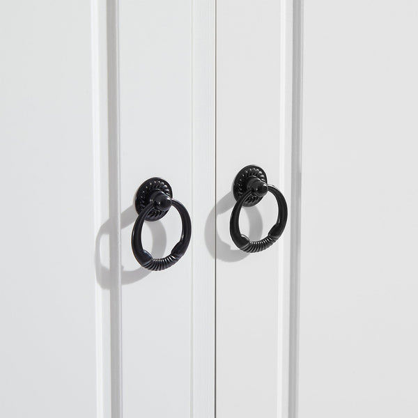 English Elm Retro Multi-Functional Storage Cabinet with Adjustable Shelves, 3 Drawers & Doors, Stylish White Organizer for Living Room Bathroom Kitchen Office - Elegant, Space-Saving Design N725P236498K