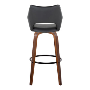 English Elm Mustang 30" Contemporary Fixed-Height Swivel Barstool Set of 2 with Walnut Bentwood Legs & Plush Fabric Upholstery Black B202S00633