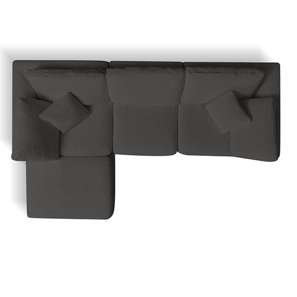 English Elm 110" Cloud Sectional Sofa Modular L-Shape with Ottoman, Chenille Fabric, Deep Seats, 7 Pillows Included Gray W1359S00016