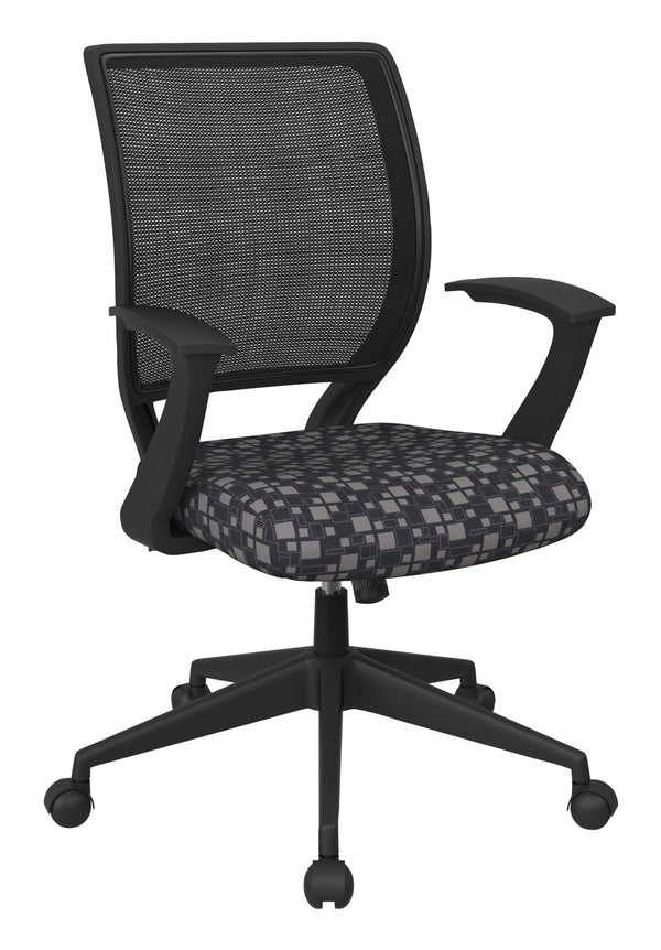 OSP Home Furnishings Screen Back Mesh Task Chair with Lumbar Support and T Arms for Home Office Use Steely EM51022N-K108