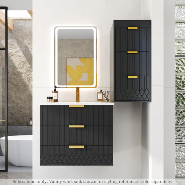 English Elm Wall Mounted Floating Cabinet with Adjustable Height and Modular Design for Custom Bathroom Storage Black N710P324099B