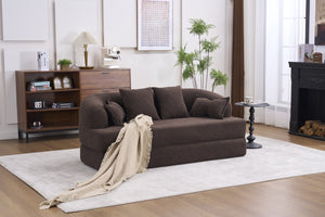 English Elm (old Sku W2231p392100) Chenille Sleeper Sofa Foldable Convertible Loveseat with Four Pillows Brown W2231P466739