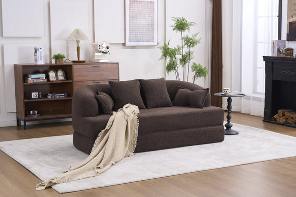 English Elm (old Sku W2231p392100) Chenille Sleeper Sofa Foldable Convertible Loveseat with Four Pillows Brown W2231P466739