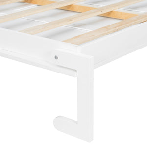 English Elm Queen Murphy Wall Bed with Side Shelving Folds Flush Into Mdf Cabinet for Studio Rooms White LP000697AAK-2