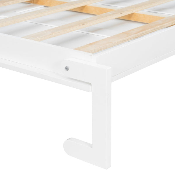 English Elm Queen Murphy Wall Bed with Side Shelving Folds Flush Into Mdf Cabinet for Studio Rooms White LP000697AAK-2