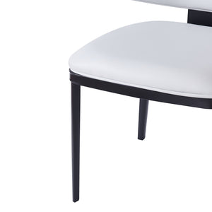 English Elm Christopher Knight Home® - PU PU Leather Upholstered Dining Chair with Crescent Back and Metal Legs, Easy-Clean Chic Design Black,White N768P263098W