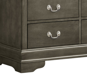English Elm Louis Louis Phillipe G3105-TV Gray Media Chest — Traditional Carved Design, Dovetailed Drawers, Tarnish-Resist Hardware B078108186