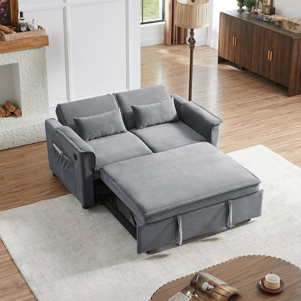 English Elm Modern Fabric Convertible Loveseat Sleeper Sofa Bed with Adjustable 3-Level Backrest, Twin Pull-Out for Small Spaces Grey W1123P283618