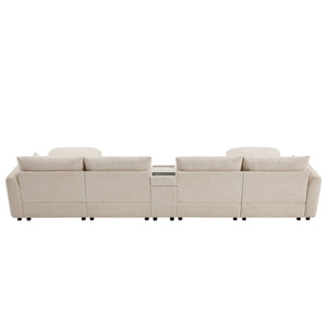 English Elm 142'' Modular Sectional Sofa - 6-Seat U-Shaped Design With Storage Ottoman & Usb Charger N723S9777A-GIGA