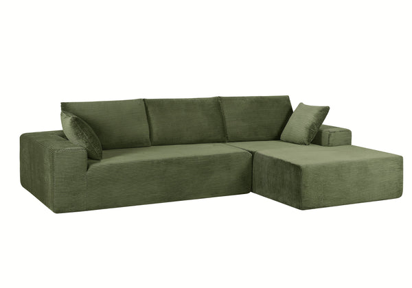 English Elm Cozyform Convertible Sectional Sofa - Soft Corduroy, No Assembly, Versatile Comfy Couch In Dark Green B2735P359710