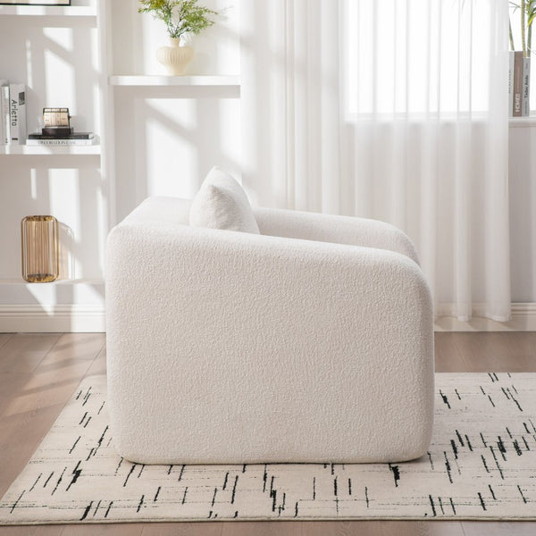 English Elm 40" Chenille Cloud Floor Chair Convertible Sleeper Sofa Lounge for Dorm Apartment Bedroom Ivory W3118P388895