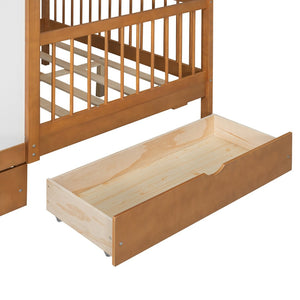 English Elm Full Size Kids House Bed with Led Bookshelf Storage Drawers and Charging Station Walnut LP000378AAL