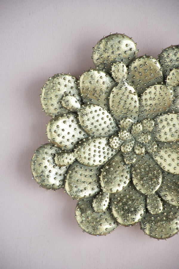 English Elm D10X1.6" Luminous Gold Succulent Wall Plaque - Modern Glam Decor For Chic Interiors & Gallery Walls W2078P223122