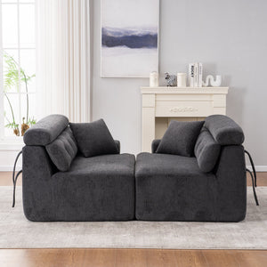 English Elm LY-029 Modular Gray Compression Sofa — 4-Seater L-Shaped Chenille, High-Density Foam, Elegant Comfort W2231S00021