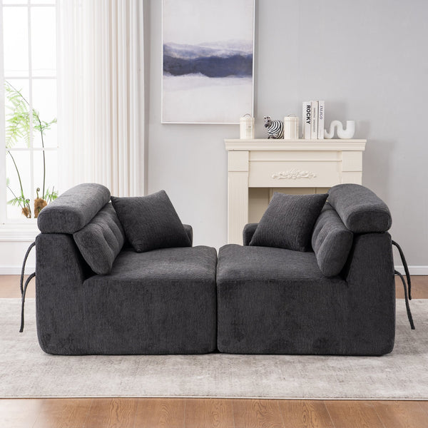 English Elm LY-029 Modular Gray Compression Sofa — 4-Seater L-Shaped Chenille, High-Density Foam, Elegant Comfort W2231S00021