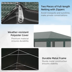 English Elm Outsunny 10' X 28' Outdoor Party Tent Canopy With Removable Mesh Walls, Zippered Doors, Green W2225P174228-GIGA